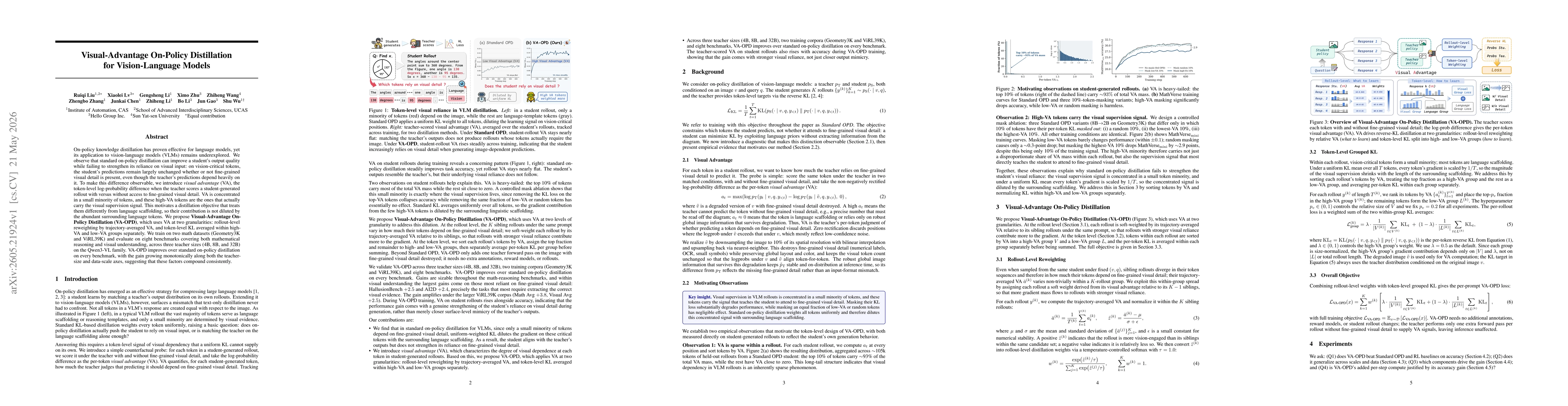 Thumbnail for Visual-Advantage On-Policy Distillation for Vision-Language Models