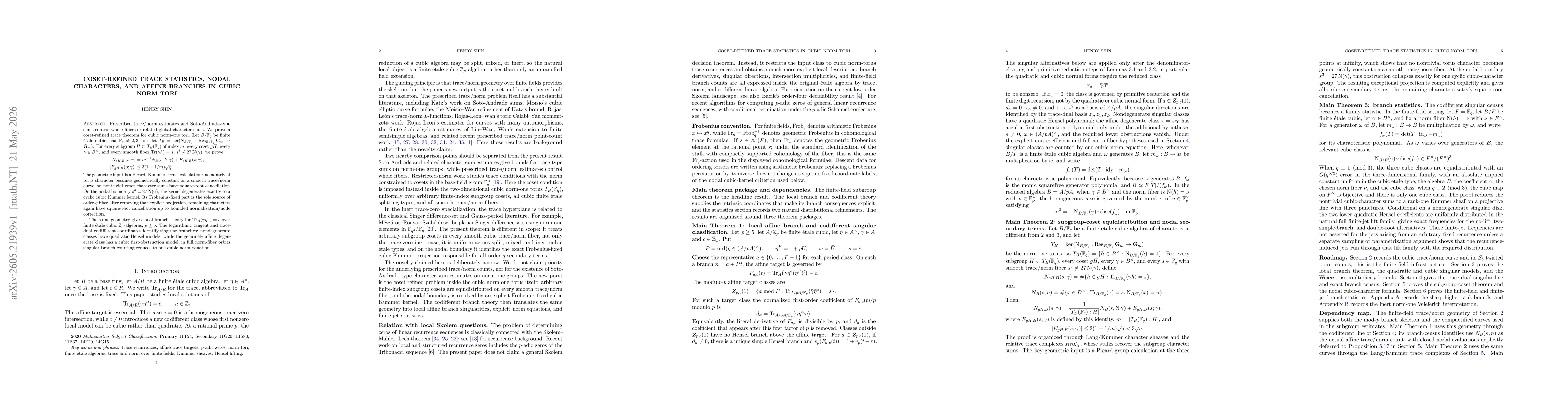 Thumbnail for Coset-refined trace statistics, nodal characters, and affine branches in cubic norm tori