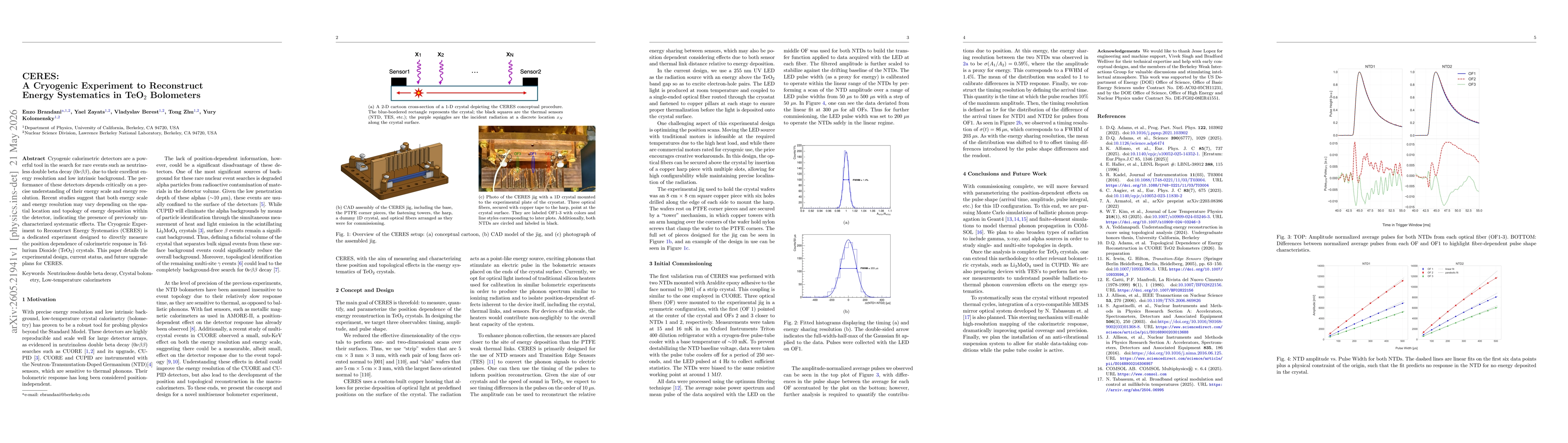 Thumbnail for CERES: A Cryogenic Experiment to Reconstruct Energy Systematics in TeO$_{2}$ bolometers