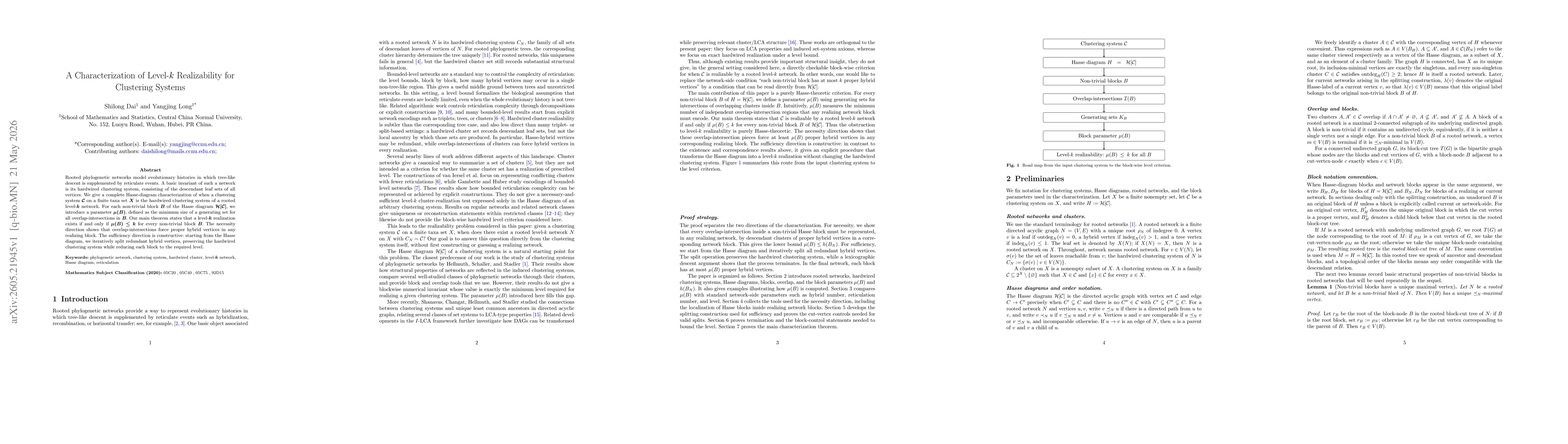 Thumbnail for A Characterization of Level-k Realizability for Clustering Systems