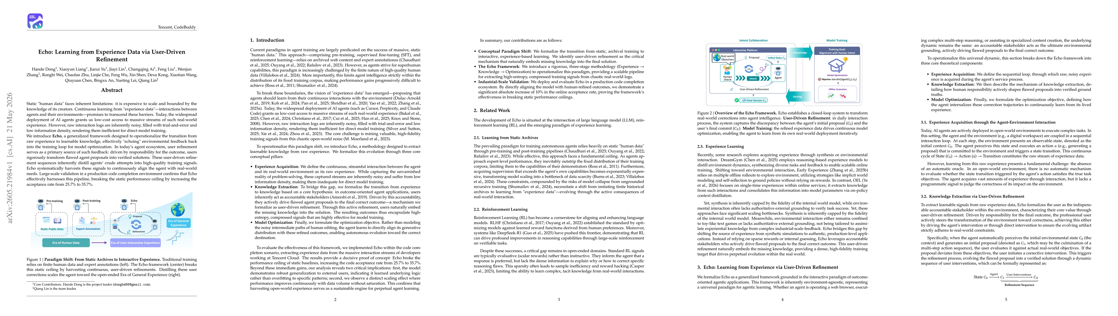Thumbnail for Echo: Learning from Experience Data via User-Driven Refinement