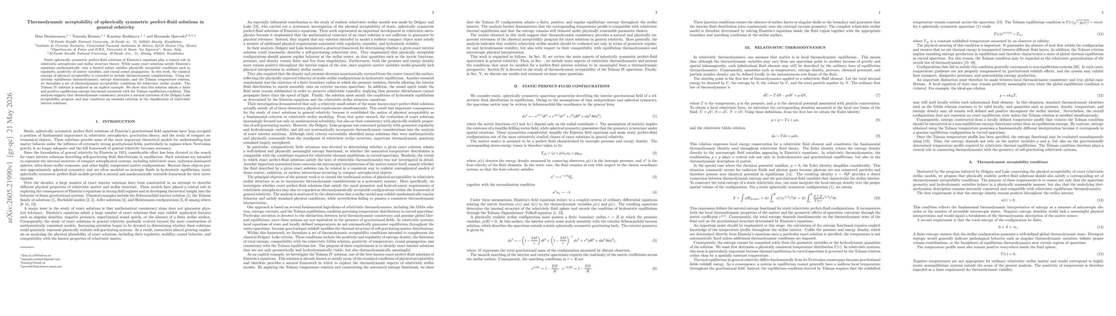 Thumbnail for Thermodynamic acceptability of spherically symmetric perfect-fluid solutions in general relativity