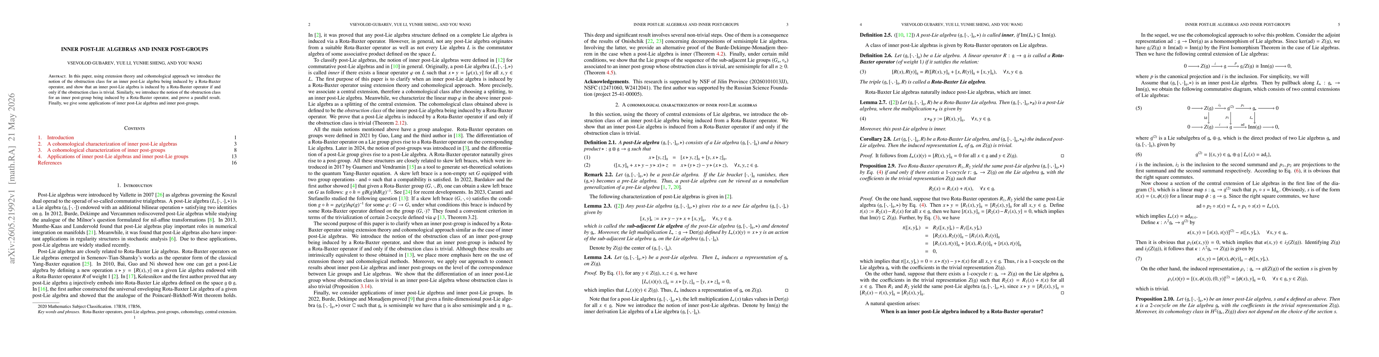 Thumbnail for Inner post-Lie algebras and inner post-groups