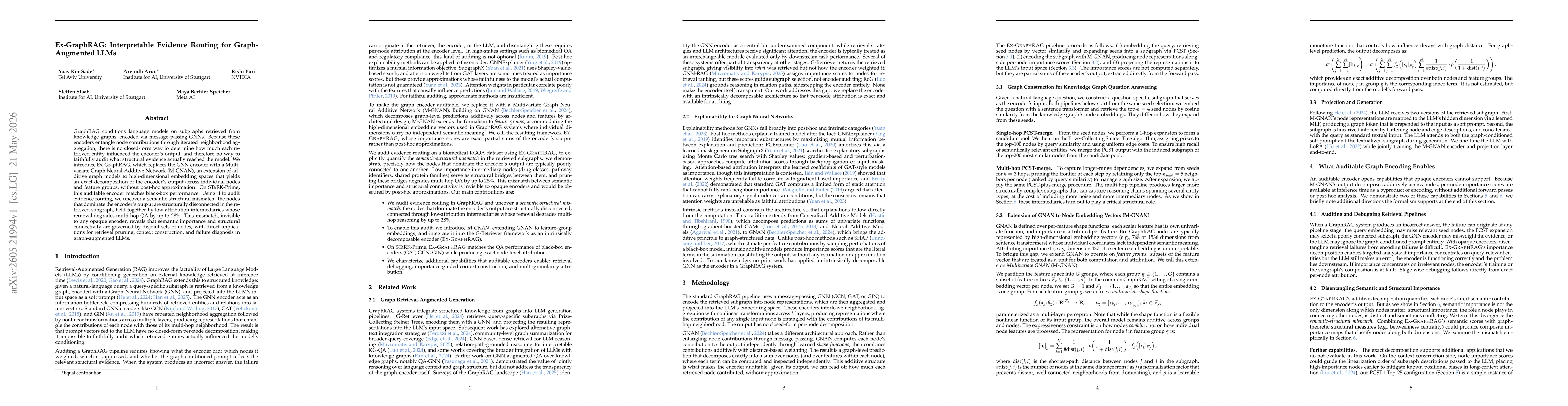 Thumbnail for Ex-GraphRAG: Interpretable Evidence Routing for Graph-Augmented LLMs