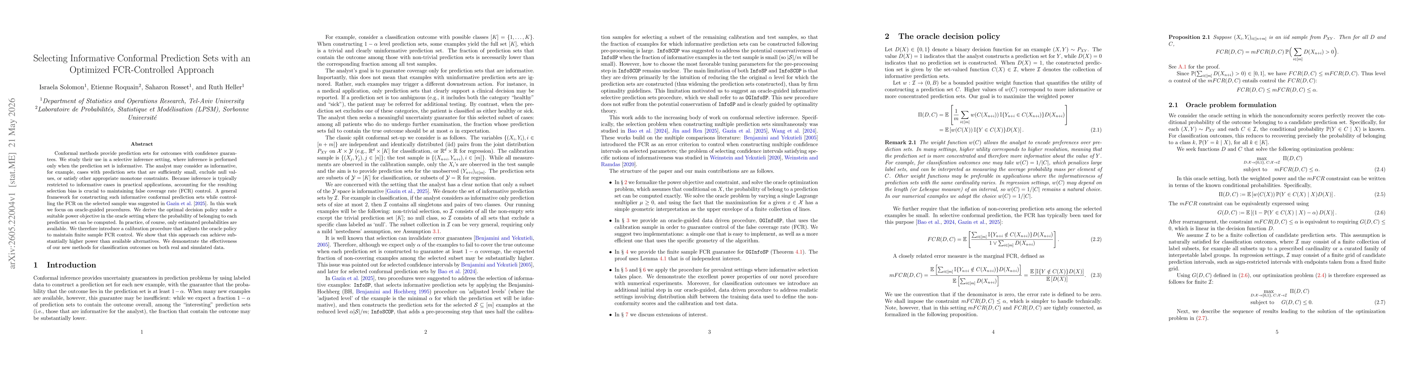 Thumbnail for Selecting Informative Conformal Prediction Sets with an Optimized FCR-Controlled Approach