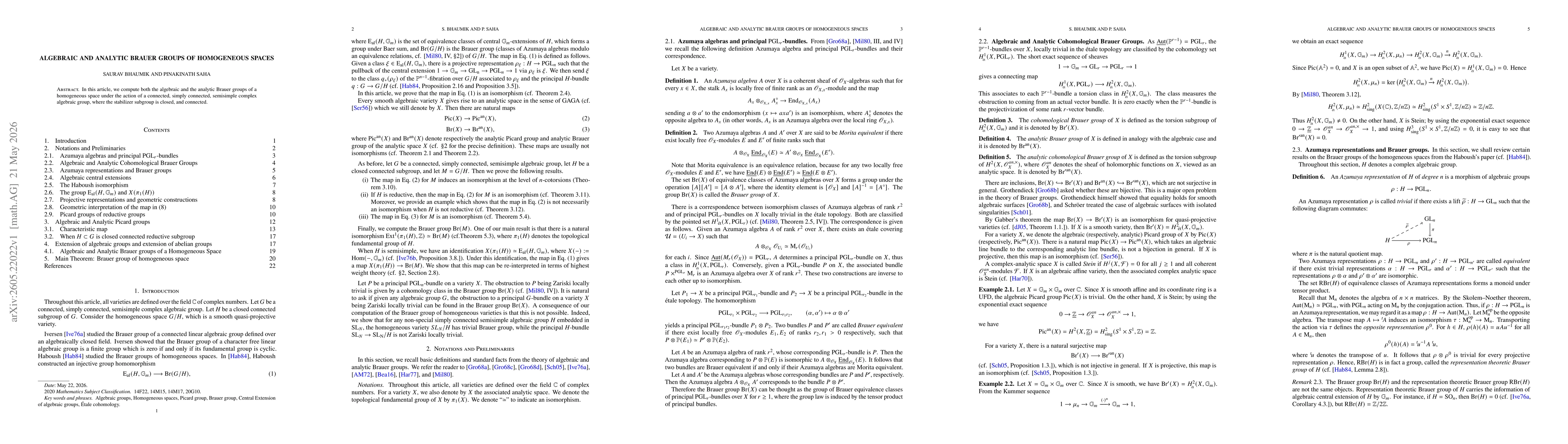 Thumbnail for Algebraic and analytic Brauer groups of homogeneous spaces