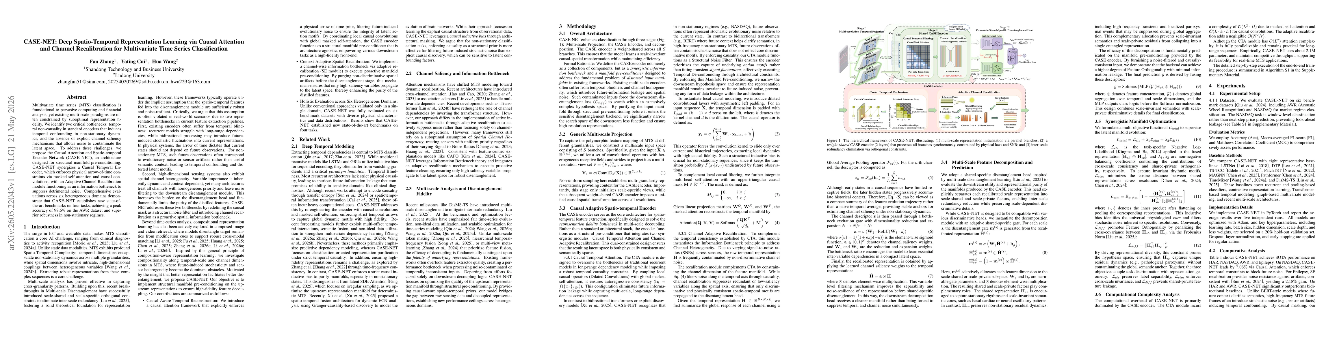 Thumbnail for CASE-NET: Deep Spatio-Temporal Representation Learning via Causal Attention and Channel Recalibration for Multivariate Time Series Classification