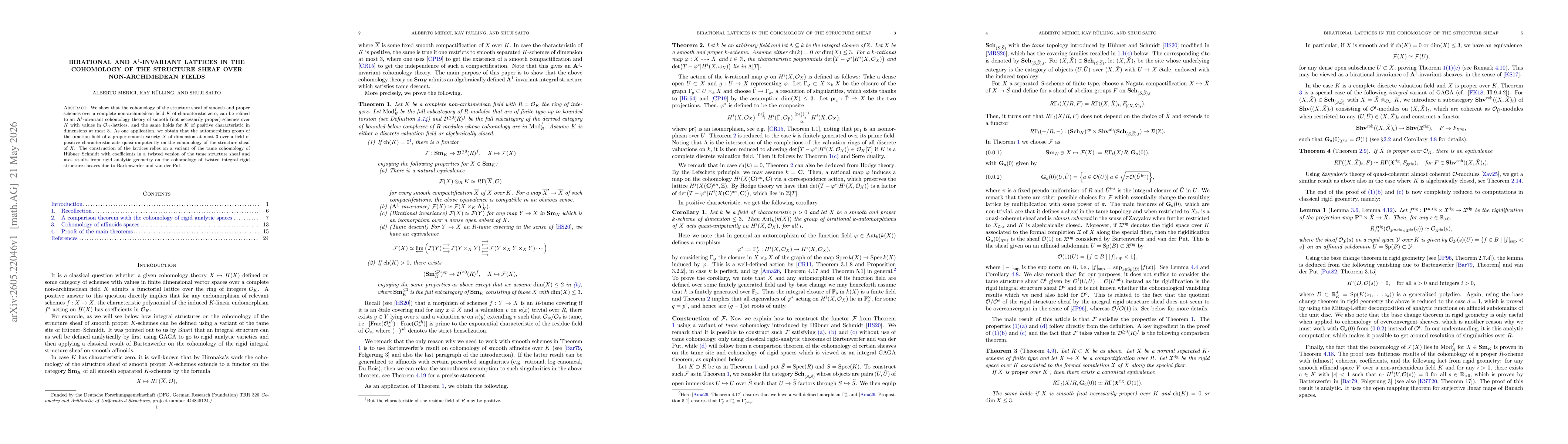Thumbnail for Birational and $\mathbf{A}^1$-invariant lattices in the cohomology of the structure sheaf over non-archimedean fields