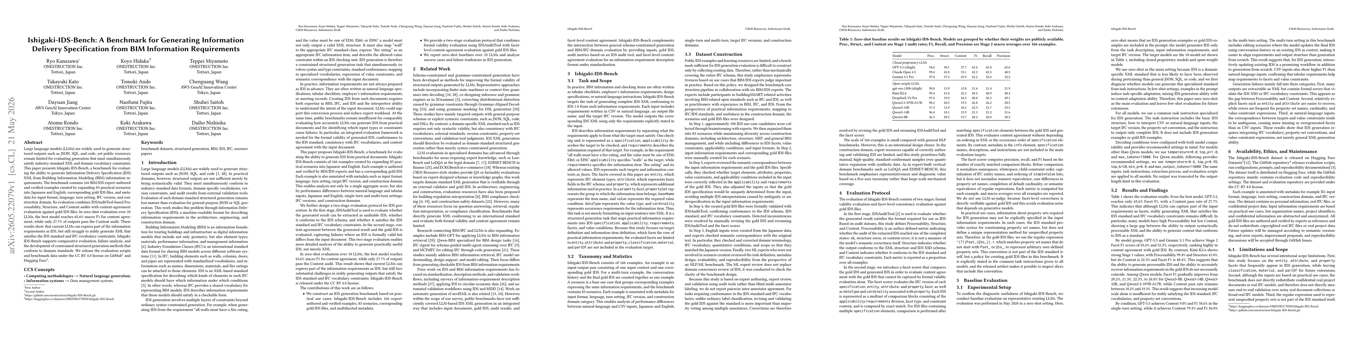Thumbnail for Ishigaki-IDS-Bench: A Benchmark for Generating Information Delivery Specification from BIM Information Requirements