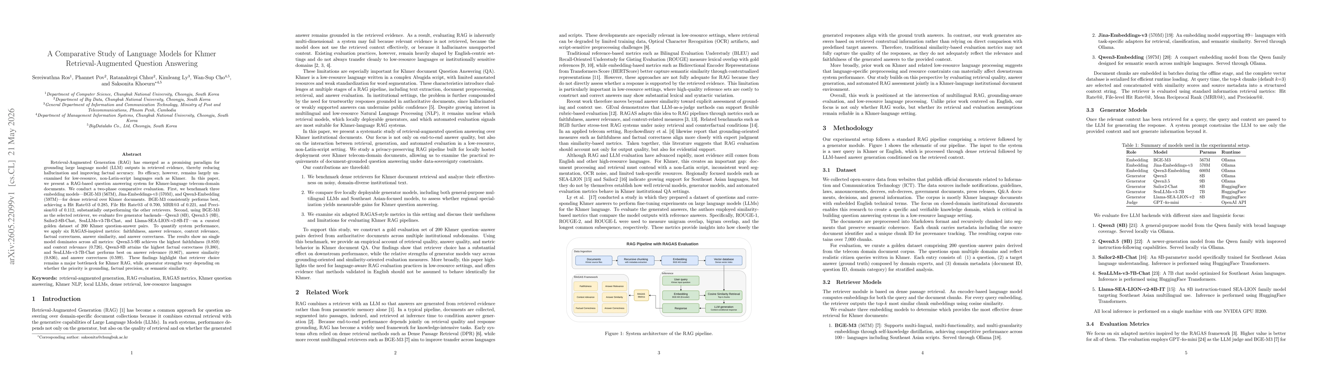 Thumbnail for A Comparative Study of Language Models for Khmer Retrieval-Augmented Question Answering