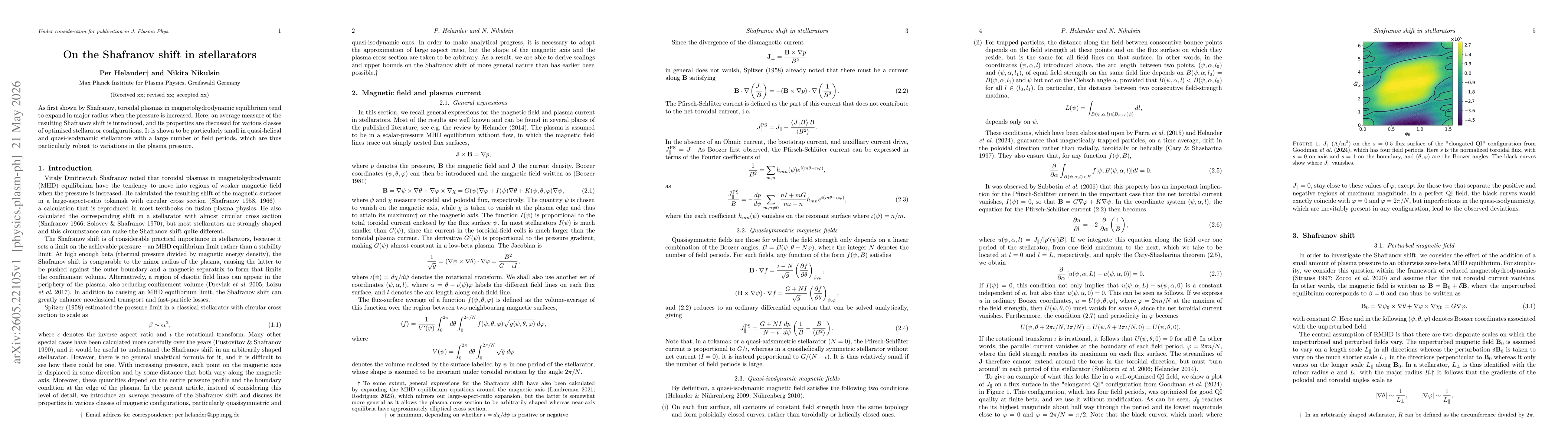 Thumbnail for On the Shafranov shift in stellarators