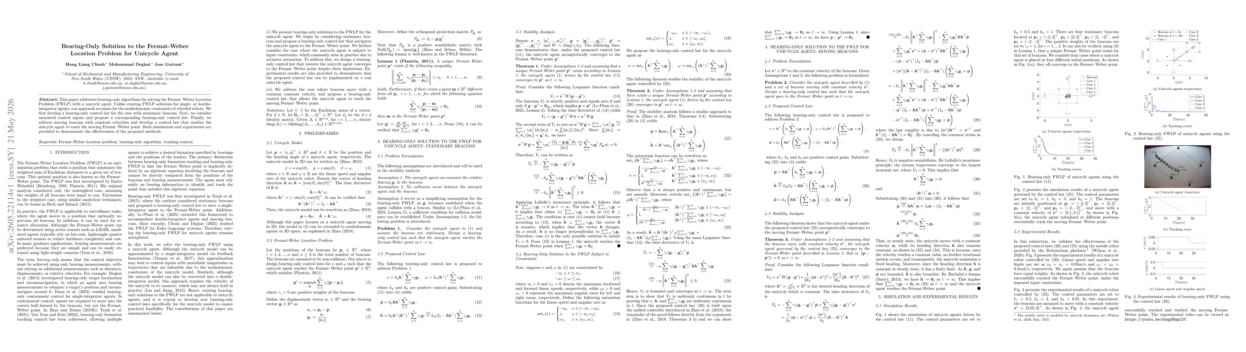 Thumbnail for Bearing-Only Solution to the Fermat-Weber Location Problem for Unicycle Agent