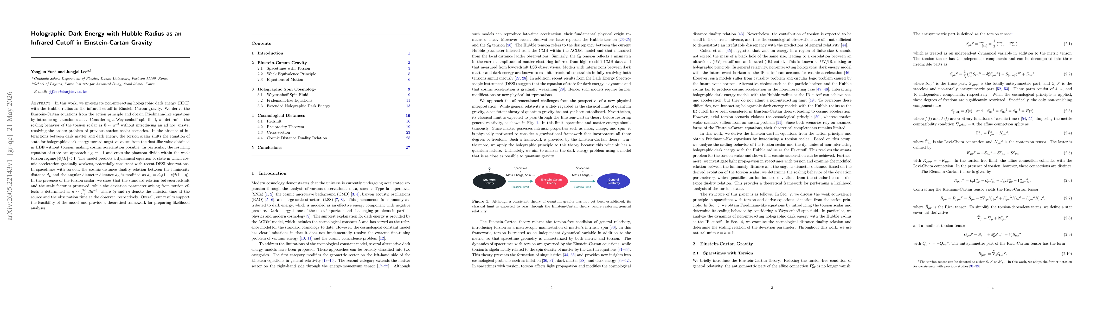 Thumbnail for Holographic Dark Energy with Hubble Radius as an Infrared Cutoff in Einstein-Cartan Gravity