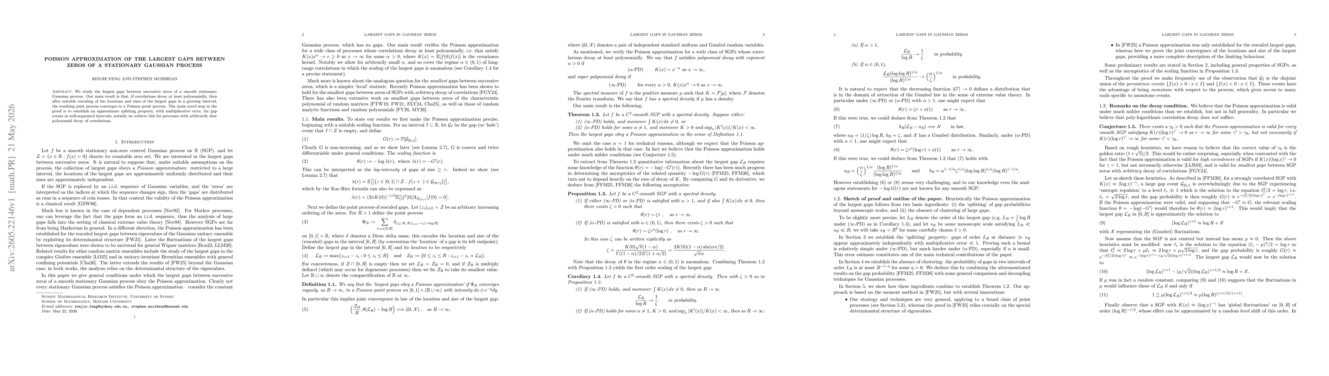 Thumbnail for Poisson approximation of the largest gaps between zeros of a stationary Gaussian process