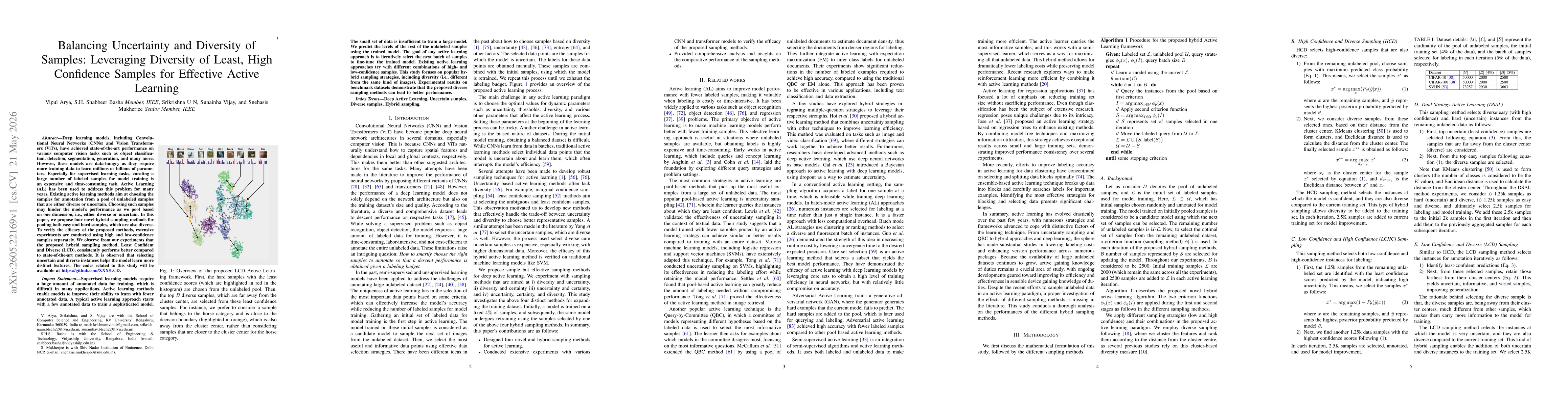 Thumbnail for Balancing Uncertainty and Diversity of Samples: Leveraging Diversity of Least, High Confidence Samples for Effective Active Learning