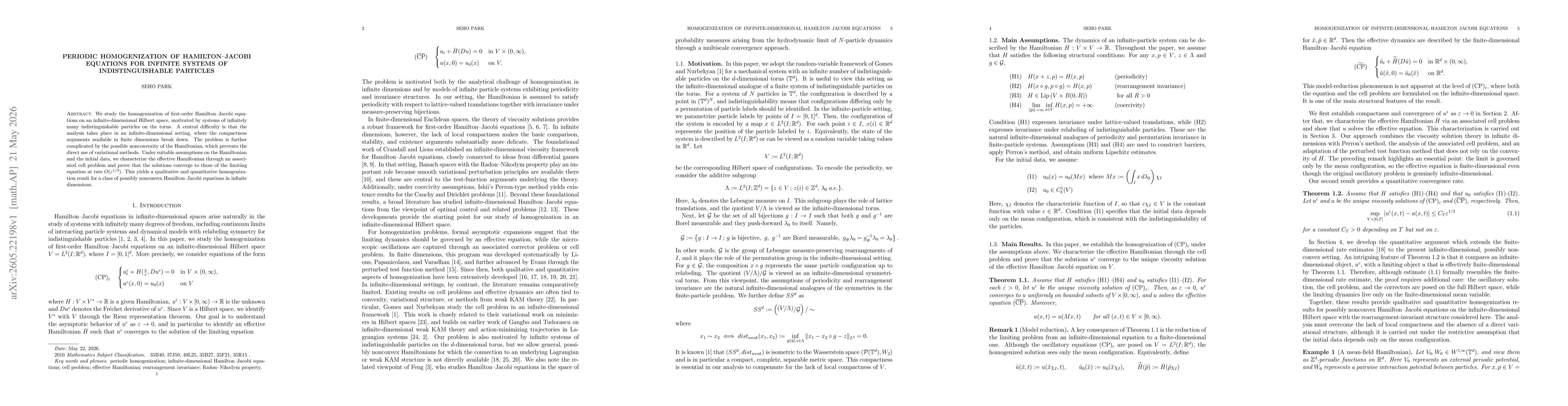 Thumbnail for Periodic Homogenization of Hamilton-Jacobi Equations for Infinite Systems of Indistinguishable Particles