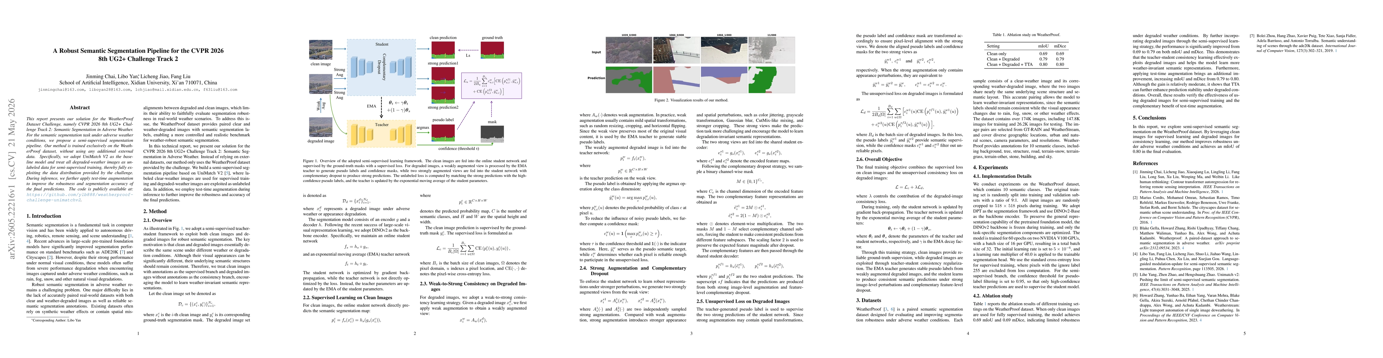 Thumbnail for A Robust Semantic Segmentation Pipeline for the CVPR 2026 8th UG2+ Challenge Track 2