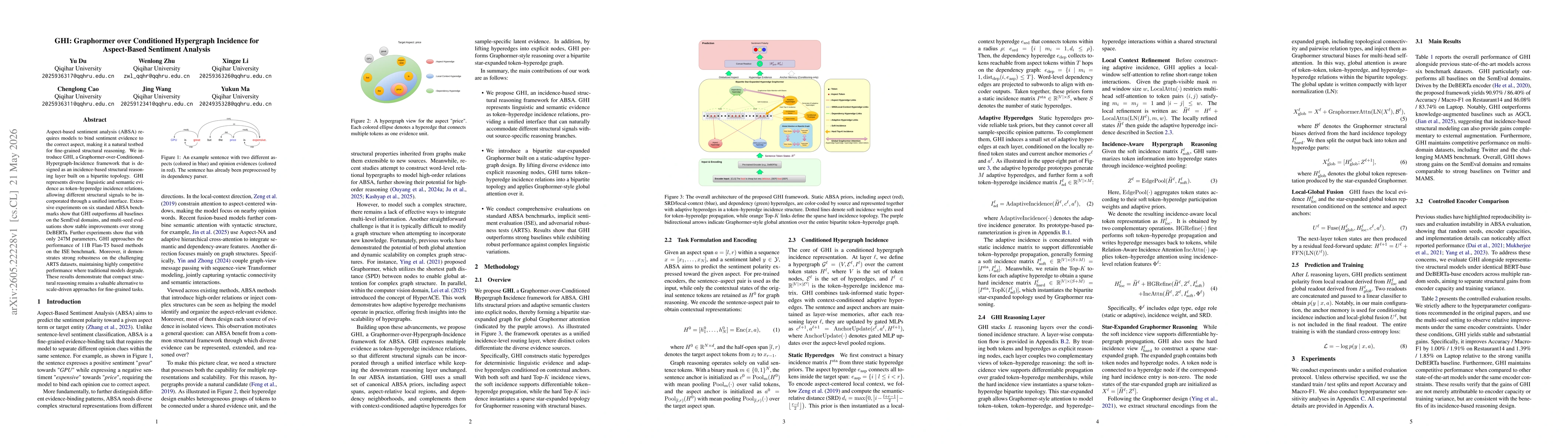 Thumbnail for GHI: Graphormer over Conditioned Hypergraph Incidence for Aspect-Based Sentiment Analysis
