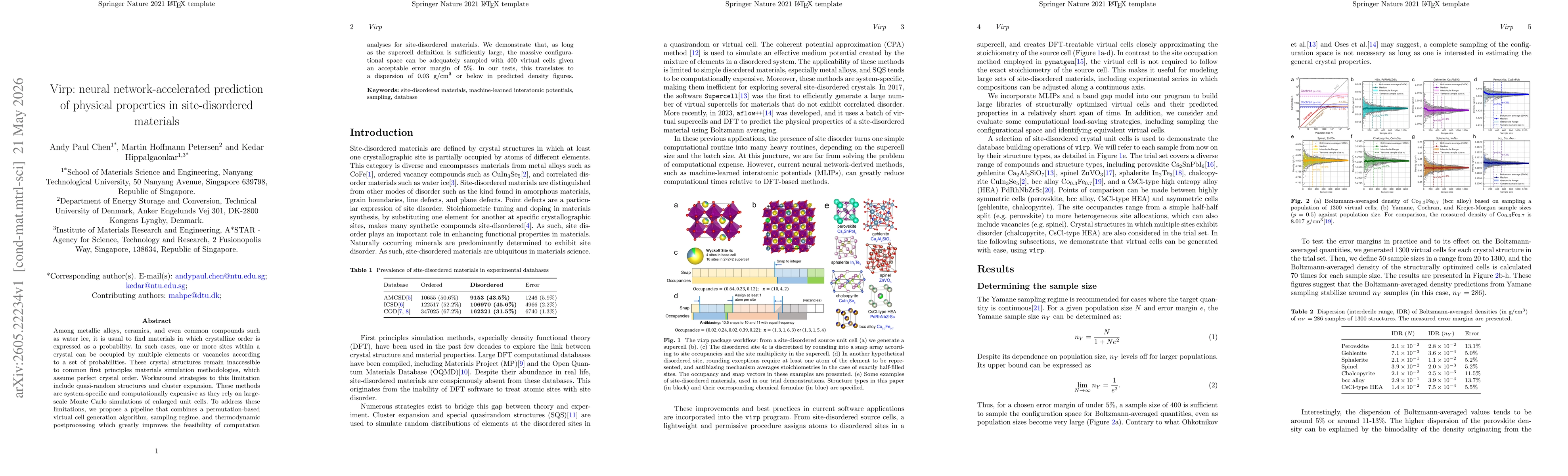 Thumbnail for Virp: neural network-accelerated prediction of physical properties in site-disordered materials