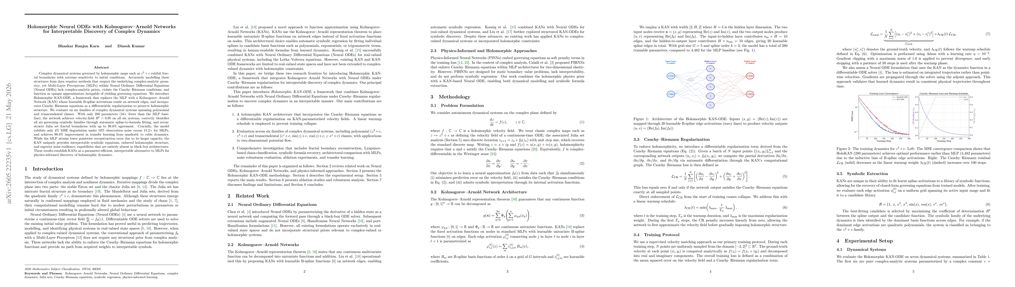 Thumbnail for Holomorphic Neural ODEs with Kolmogorov-Arnold Networks for Interpretable Discovery of Complex Dynamics