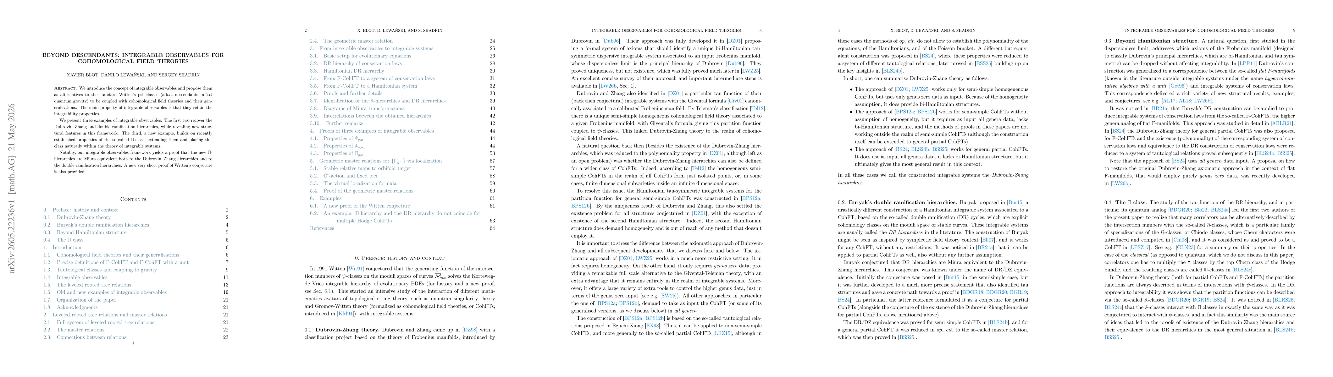 Thumbnail for Beyond descendants: integrable observables for cohomological field theories