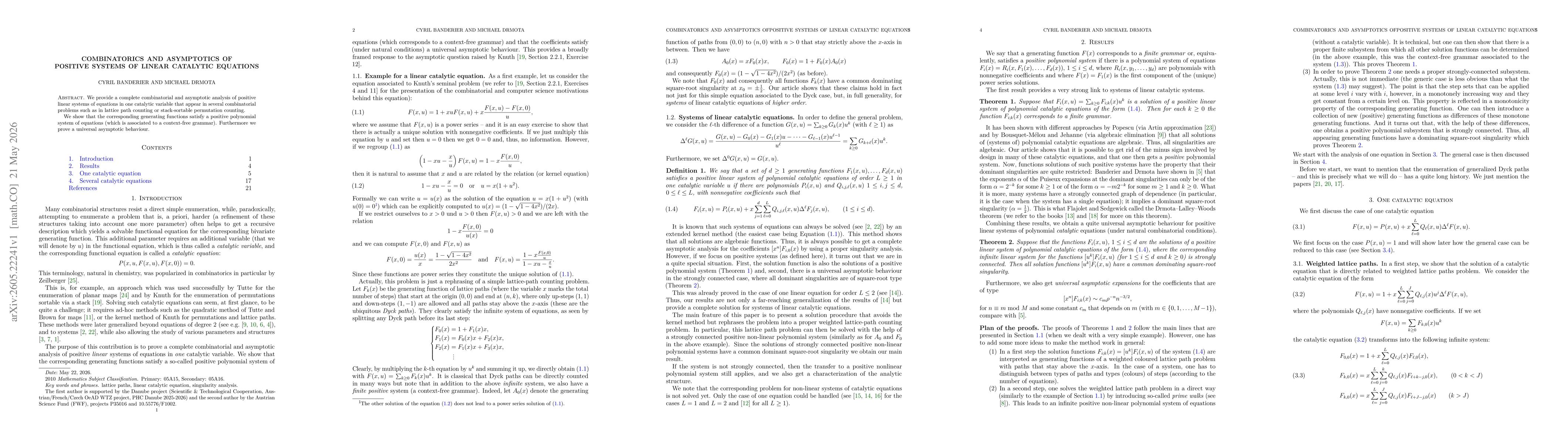 Thumbnail for Combinatorics and Asymptotics of Positive Systems of Linear Catalytic Equations