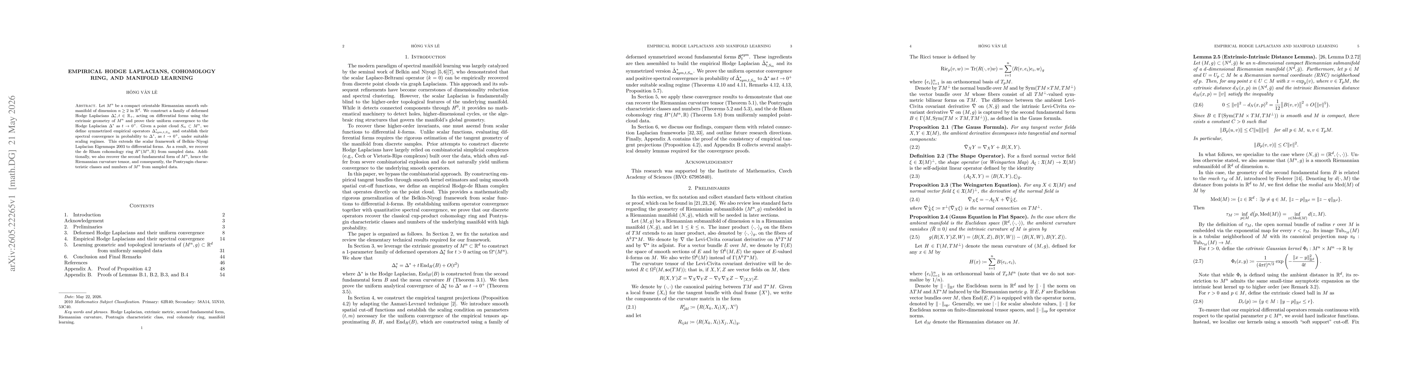 Thumbnail for Empirical Hodge Laplacians, Cohomology Ring, and Manifold Learning