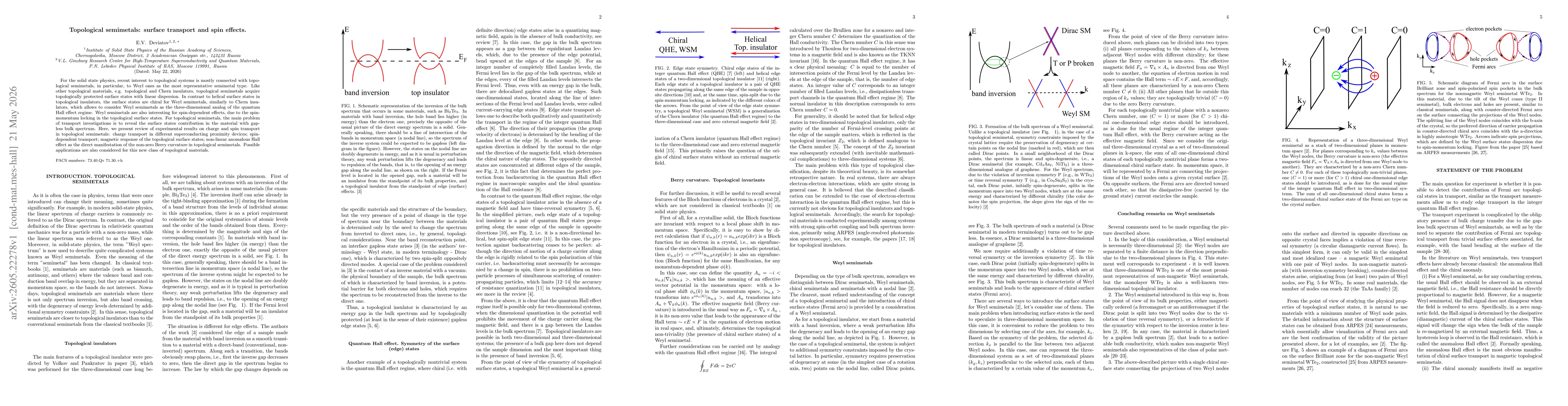 Thumbnail for Topological semimetals: surface transport and spin effects