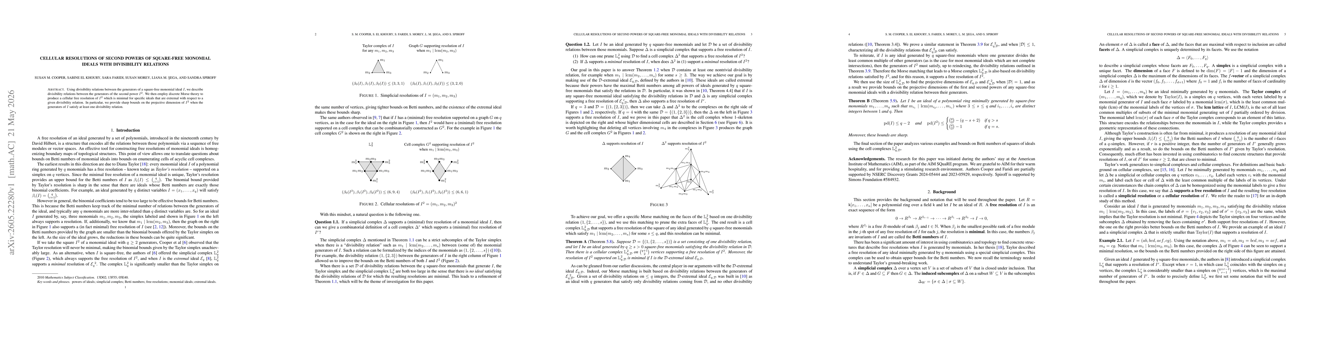 Thumbnail for Cellular resolutions of second powers of square-free monomial ideals with divisibility relations