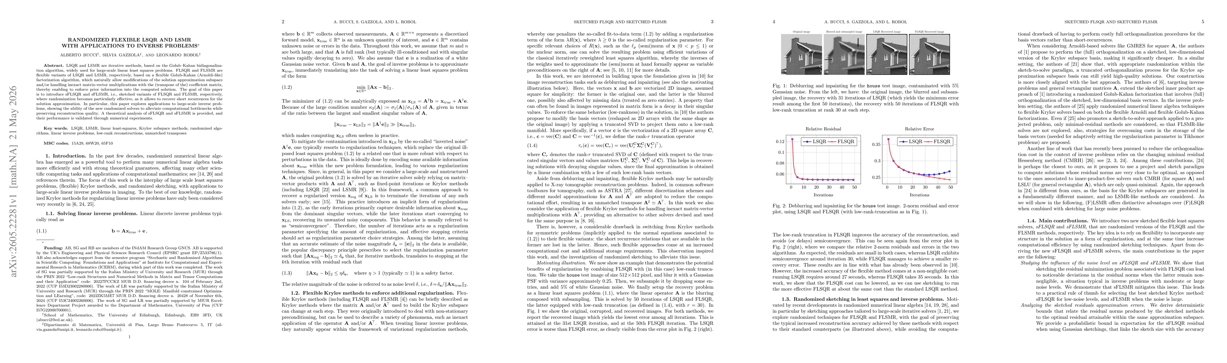 Thumbnail for Randomized Flexible LSQR and LSMR with applications to inverse problems