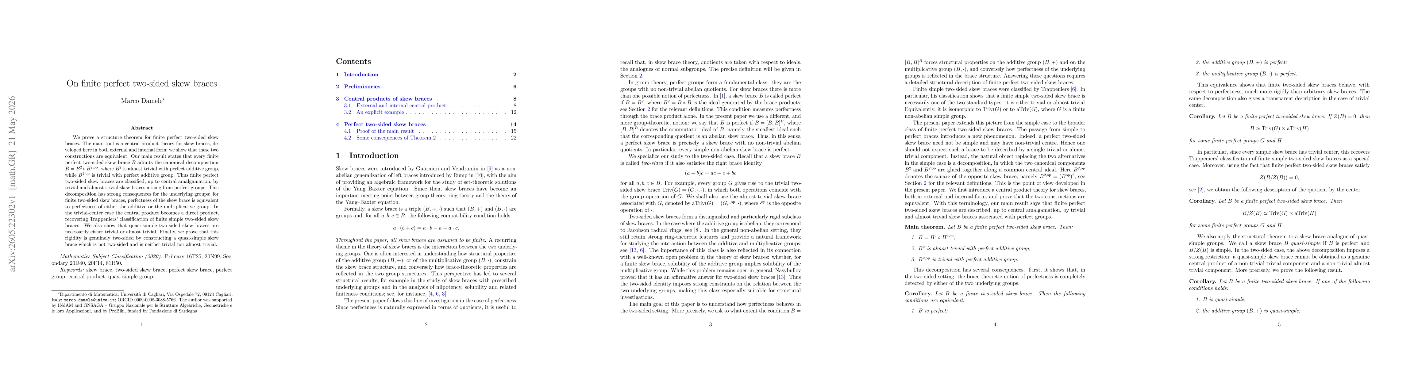 Thumbnail for On finite perfect two-sided skew braces