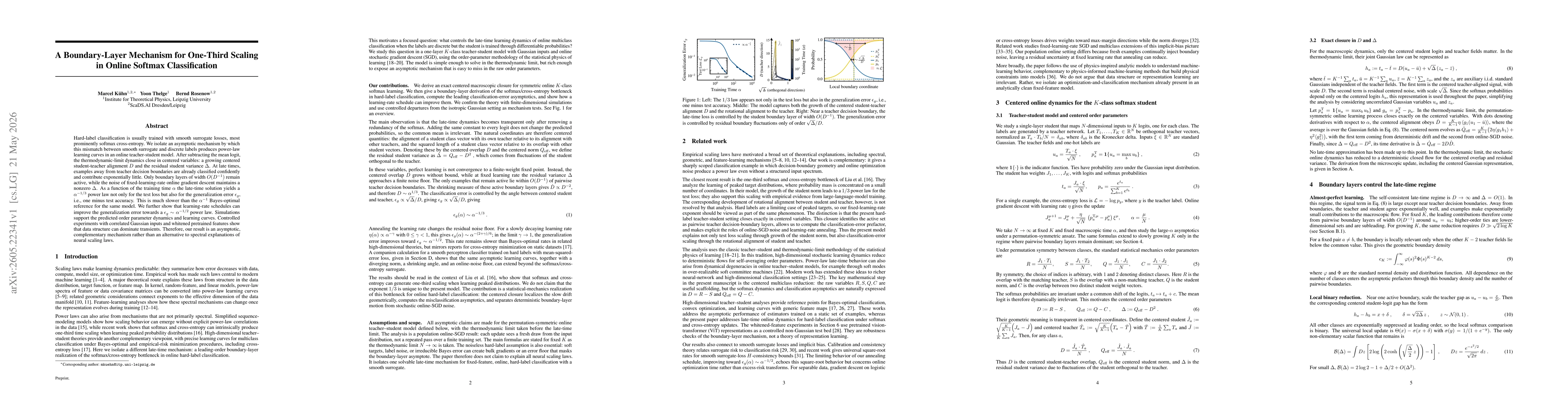 Thumbnail for A Boundary-Layer Mechanism for One-Third Scaling in Online Softmax Classification