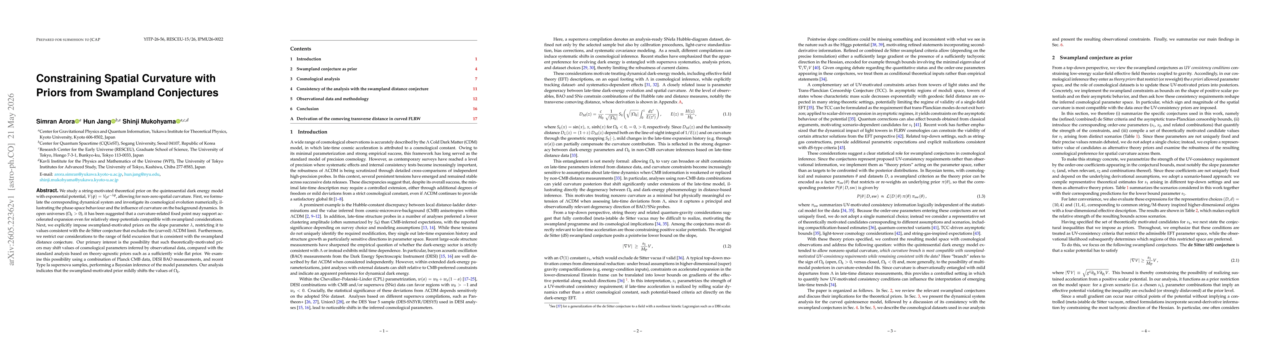 Thumbnail for Constraining Spatial Curvature with Priors from Swampland Conjectures