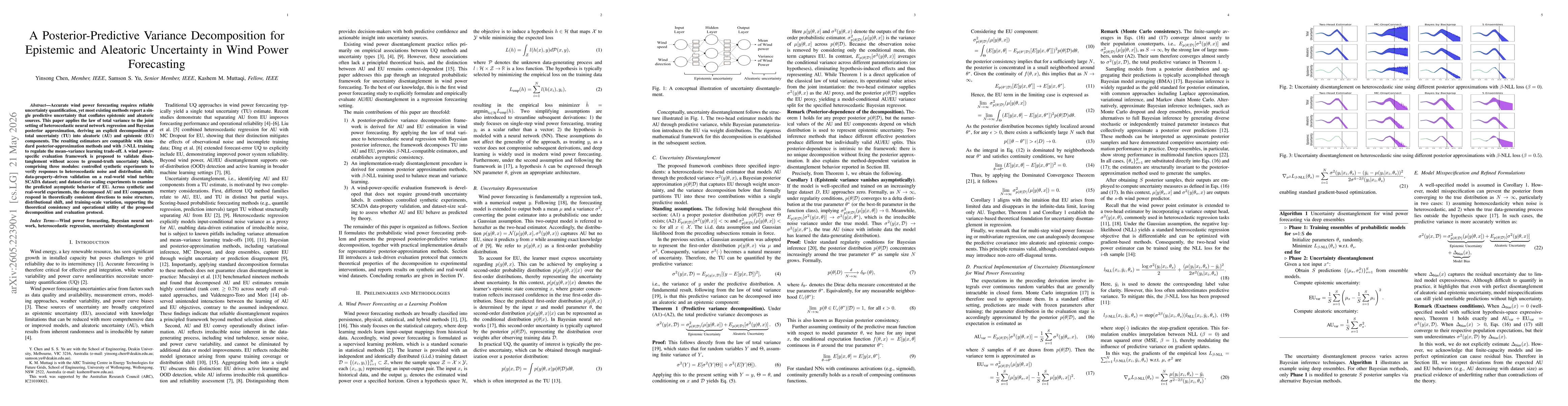 Thumbnail for A Posterior-Predictive Variance Decomposition for Epistemic and Aleatoric Uncertainty in Wind Power Forecasting