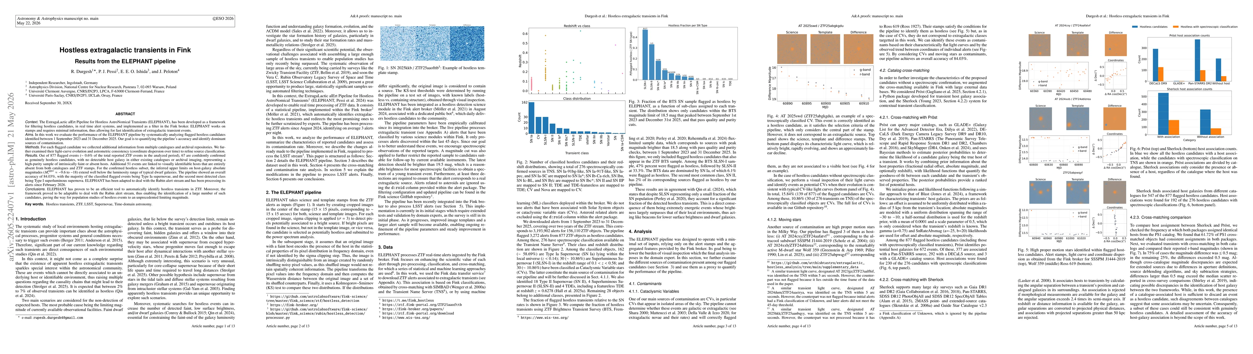 Thumbnail for Hostless extragalactic transients in Fink: Results from the ELEPHANT pipeline
