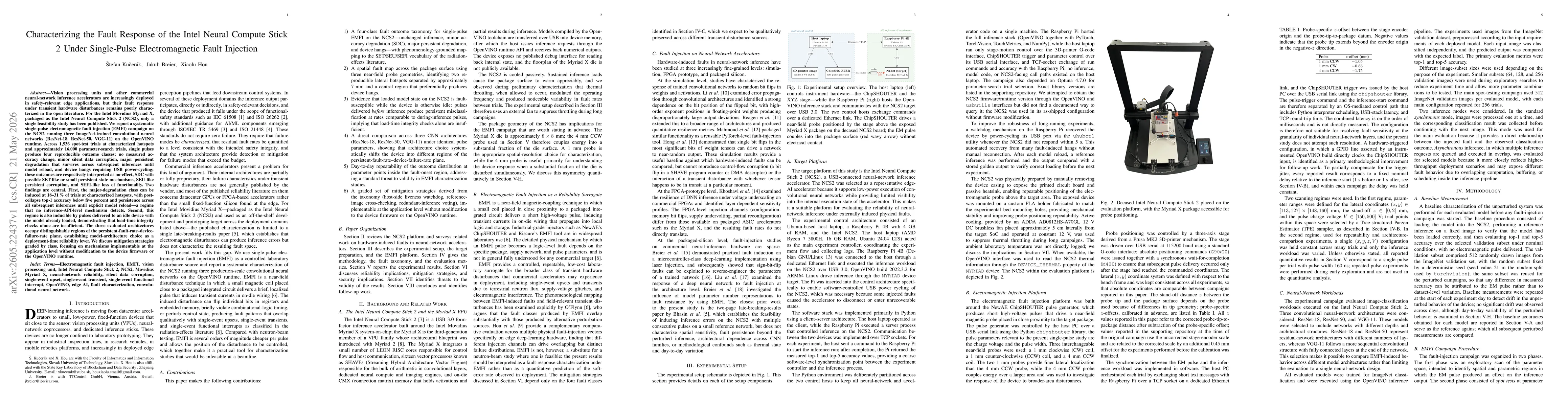 Thumbnail for Characterizing the Fault Response of the Intel Neural Compute Stick 2 Under Single-Pulse Electromagnetic Fault Injection
