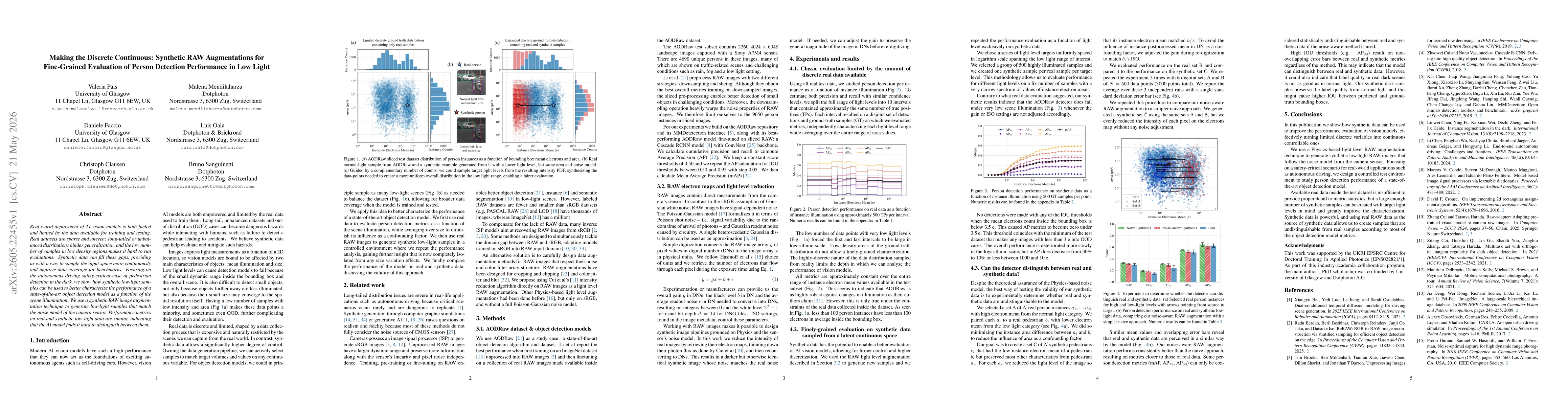 Thumbnail for Making the Discrete Continuous: Synthetic RAW Augmentations for Fine-Grained Evaluation of Person Detection Performance in Low Light
