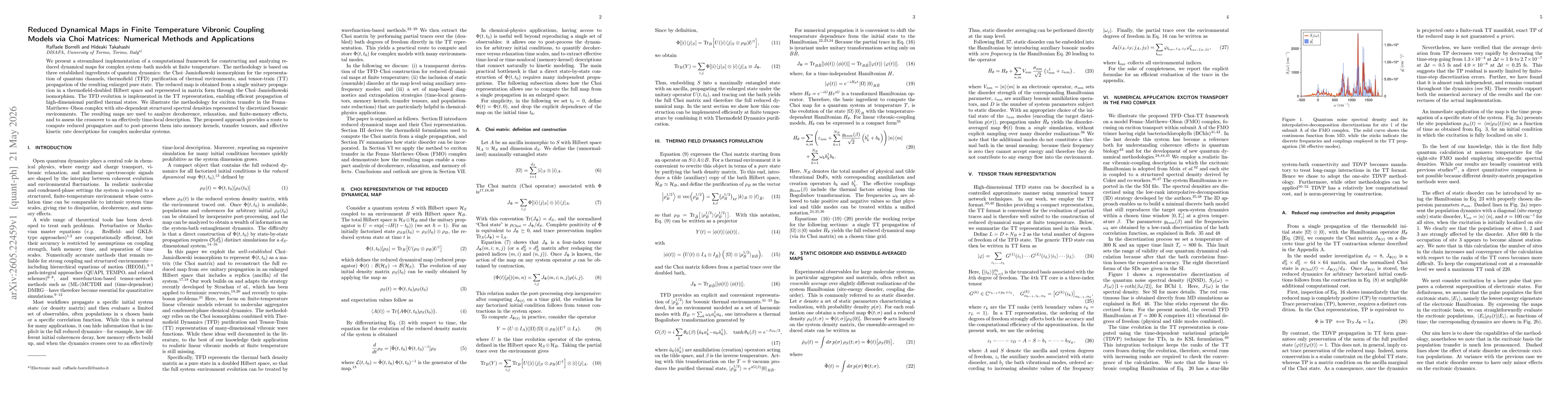 Thumbnail for Reduced Dynamical Maps in Finite Temperature Vibronic Coupling Models via Choi Matrices: Numerical Methods and Applications