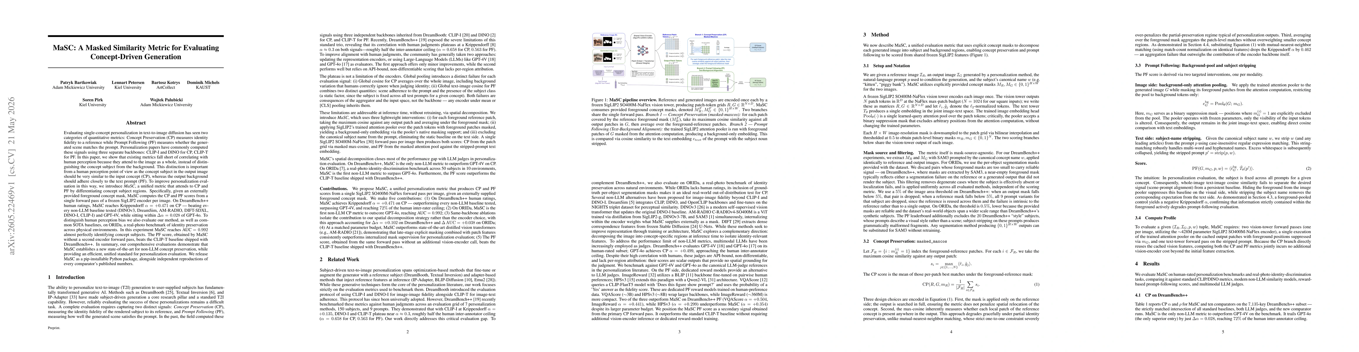 Thumbnail for MaSC: A Masked Similarity Metric for Evaluating Concept-Driven Generation
