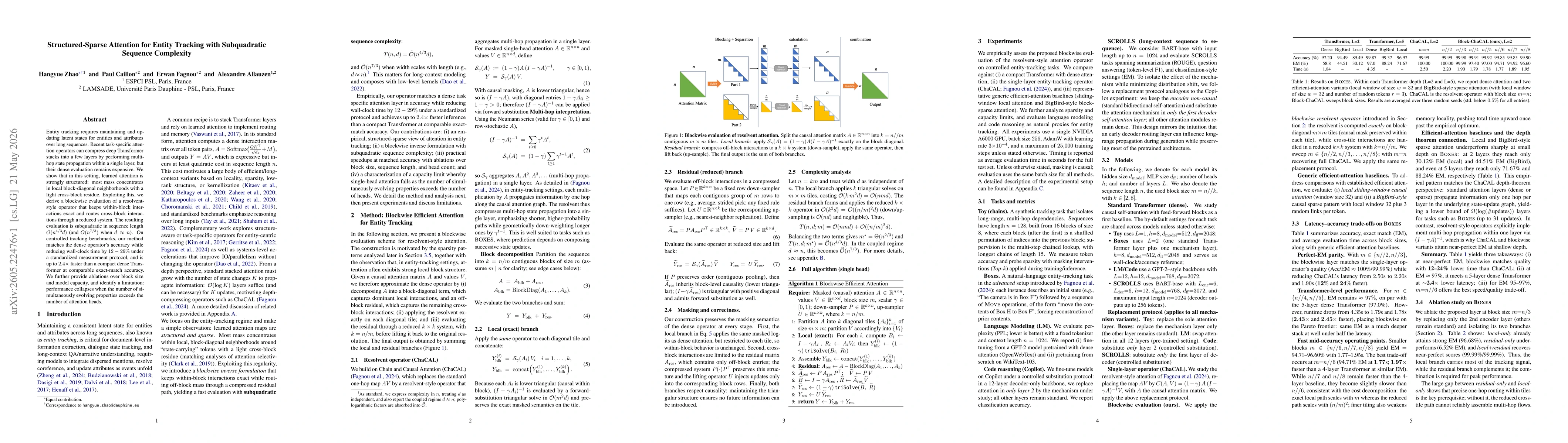 Thumbnail for Structured-Sparse Attention for Entity Tracking with Subquadratic Sequence Complexity