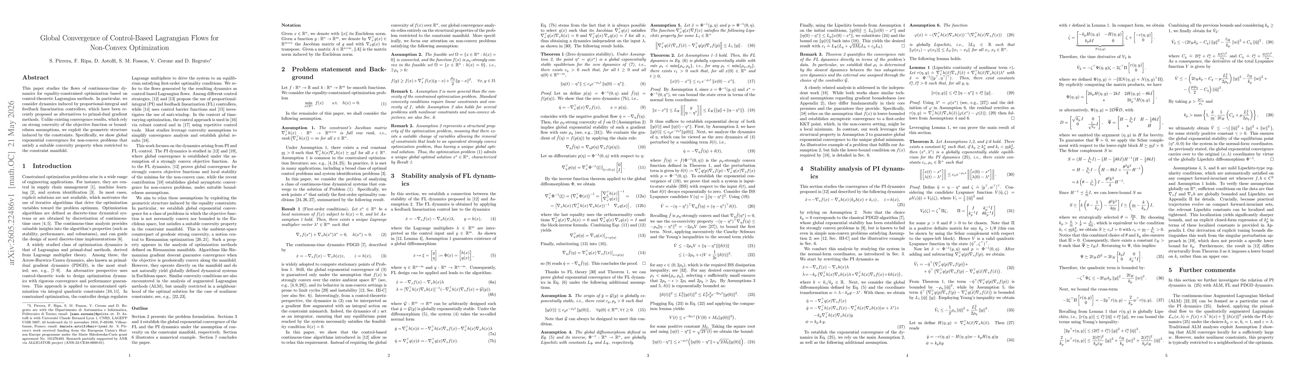Thumbnail for Global Convergence of Control-Based Lagrangian Flows for Non-Convex Optimization