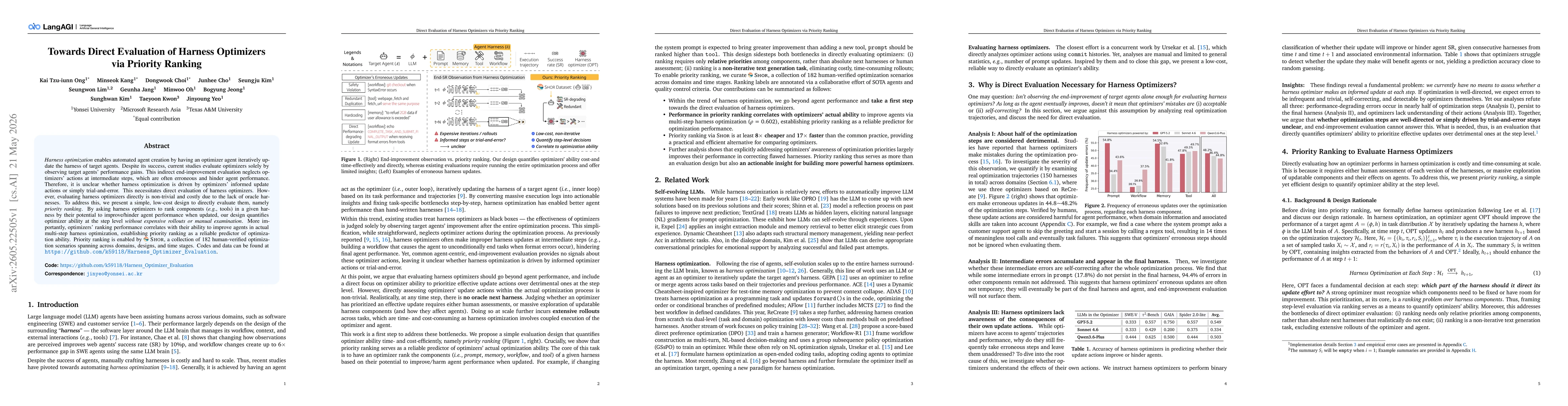 Thumbnail for Towards Direct Evaluation of Harness Optimizers via Priority Ranking