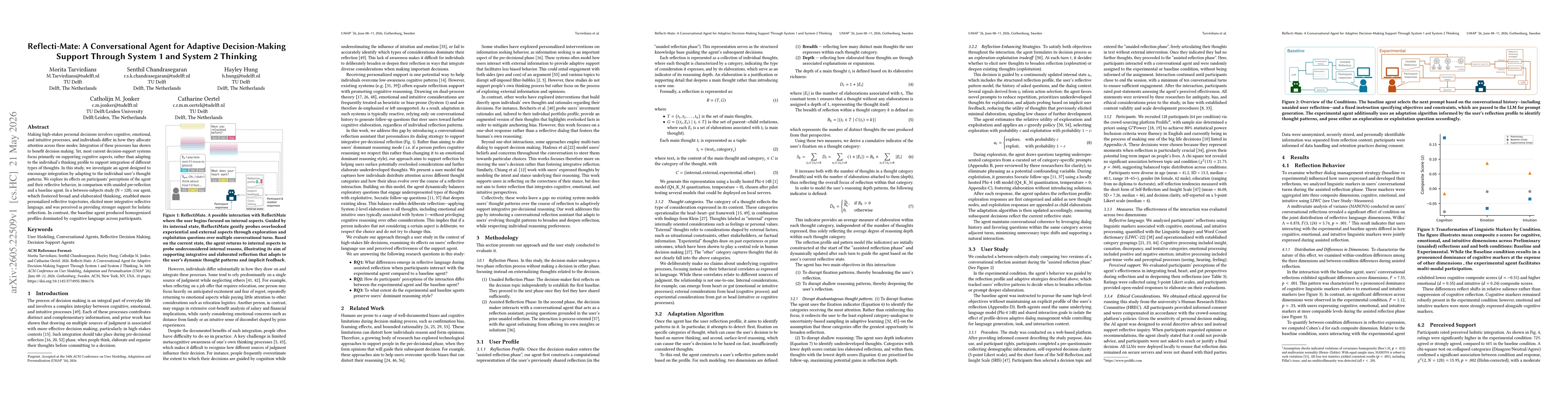 Thumbnail for Reflecti-Mate: A Conversational Agent for Adaptive Decision-Making Support Through System 1 and System 2 Thinking