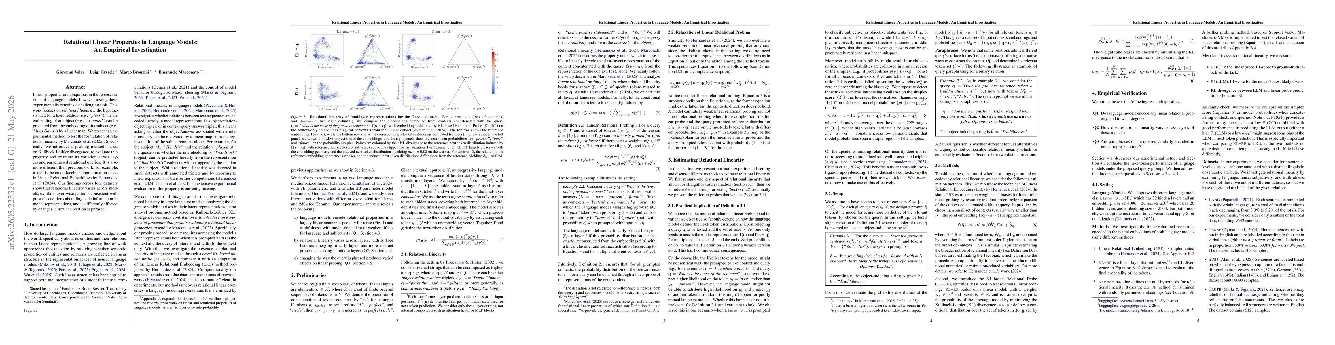 Thumbnail for Relational Linear Properties in Language Models: An Empirical Investigation
