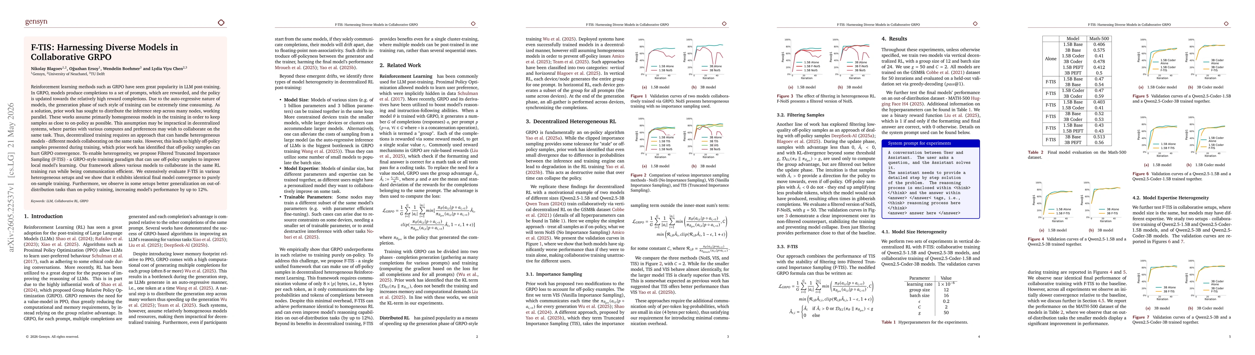 Thumbnail for F-TIS: Harnessing Diverse Models in Collaborative GRPO