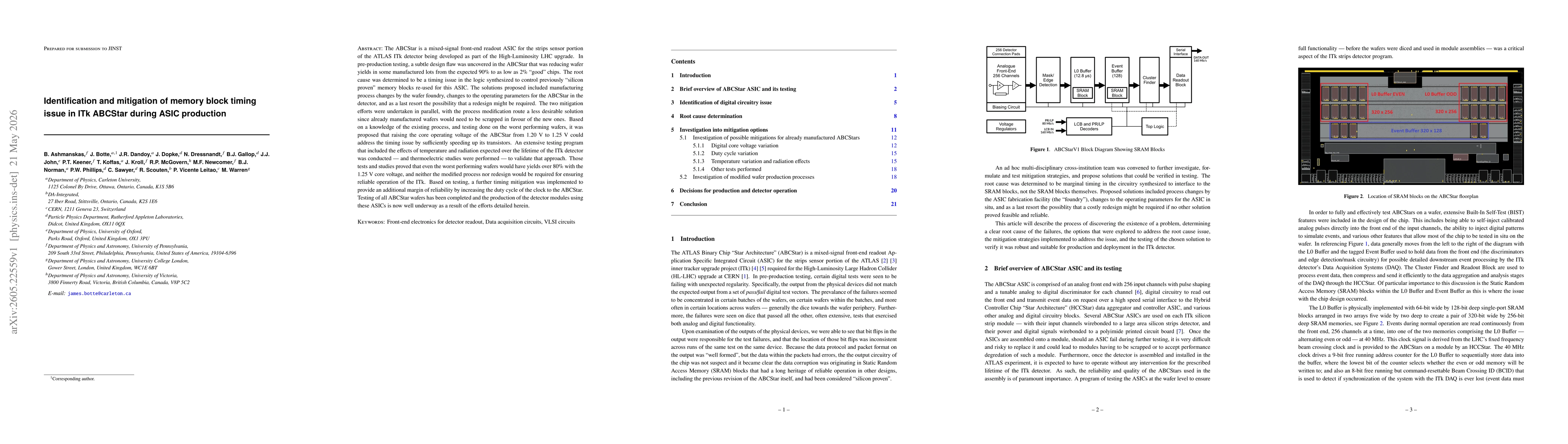 Thumbnail for Identification and mitigation of memory block timing issue in ITk ABCStar during ASIC production
