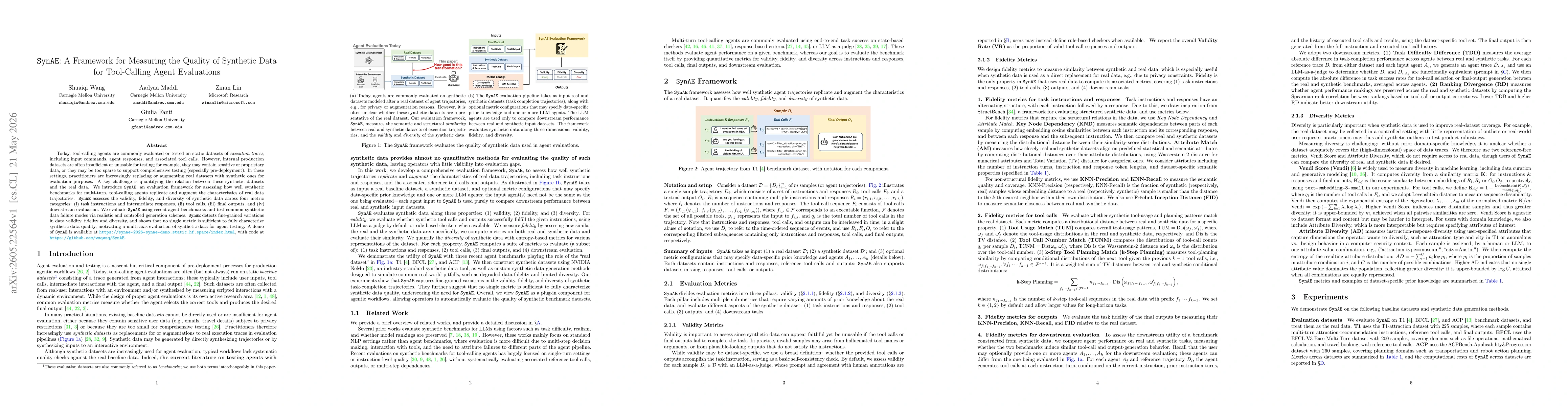 Thumbnail for SynAE: A Framework for Measuring the Quality of Synthetic Data for Tool-Calling Agent Evaluations