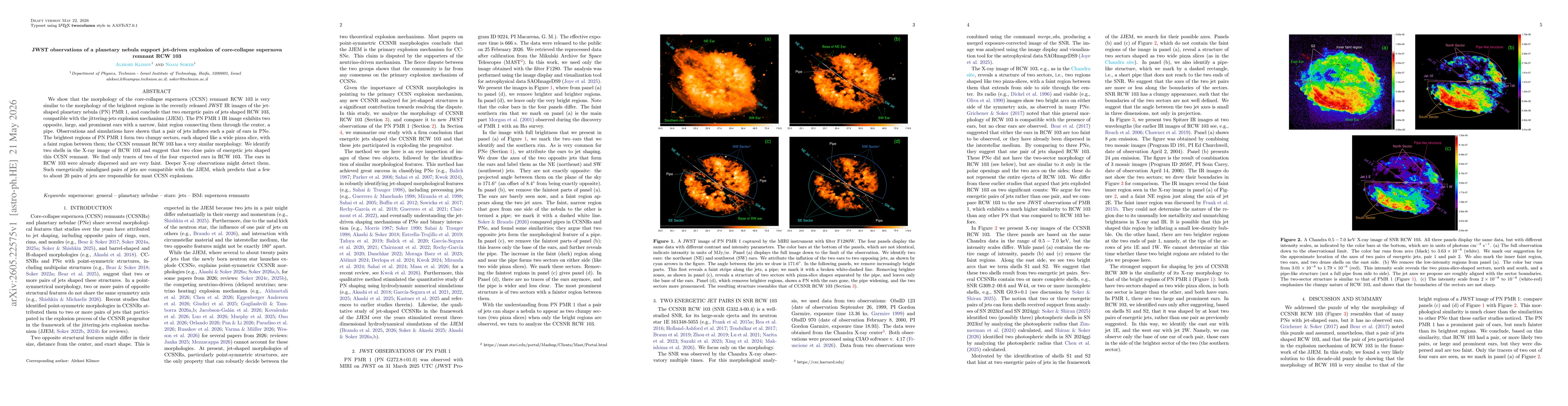 Thumbnail for JWST observations of a planetary nebula support jet-driven explosion of core-collapse supernova remnant RCW 103