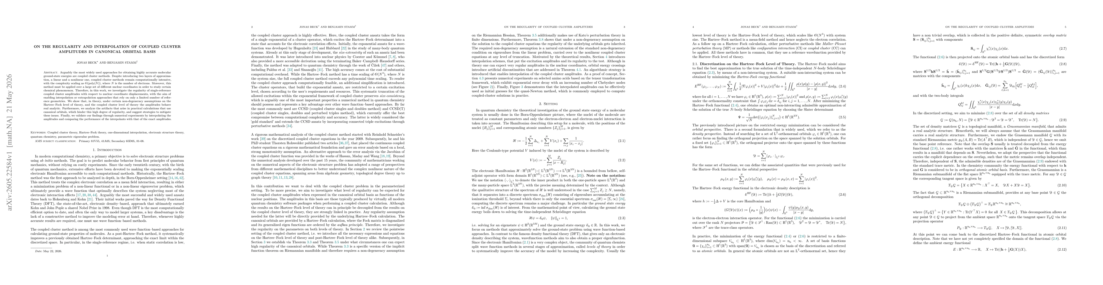 Thumbnail for On the Regularity and Interpolation of Coupled Cluster Amplitudes in Canonical Orbital Basis