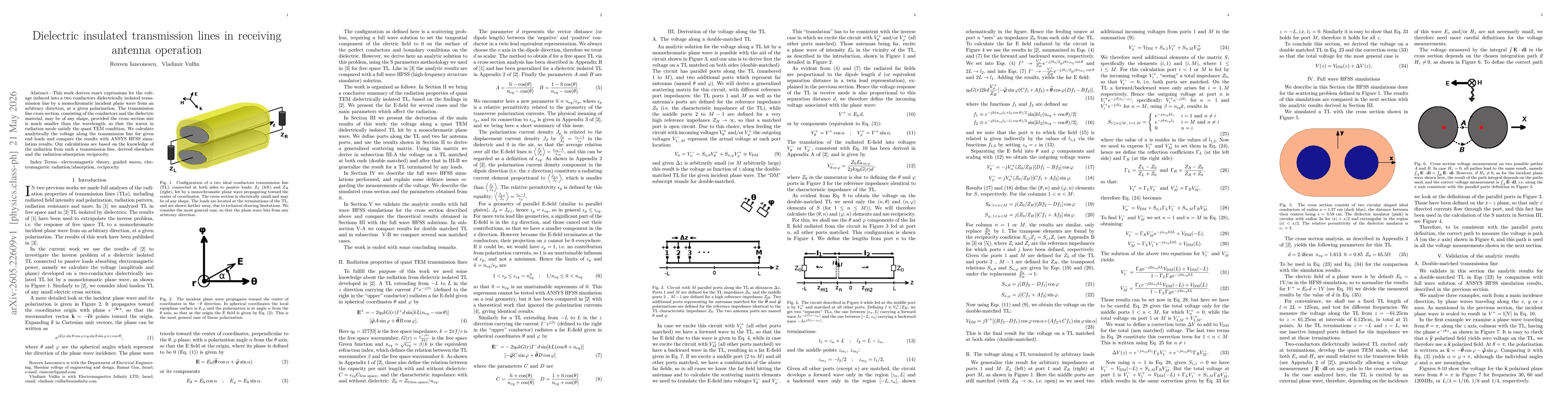 Thumbnail for Dielectric insulated transmission lines in receiving antenna operation